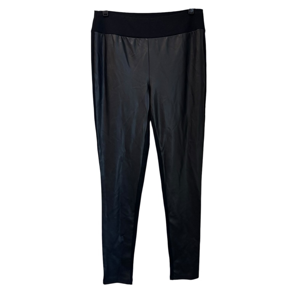 J.‎ McLaughlin Black Faux Leather Front Ponte Leggings Black Size Medium